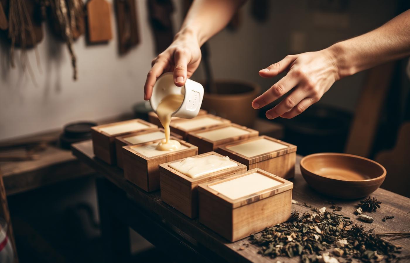 Ayura soap being made by hand